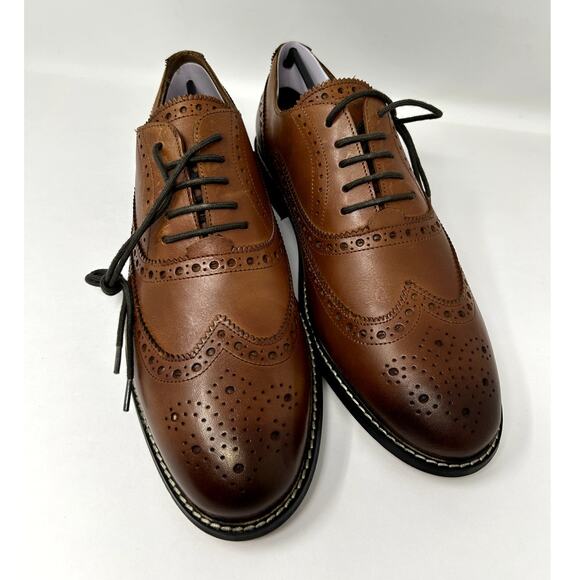Thomas & Vine Men's Oxfords Dress Shoes, Cognac, Size 10 Lace Up Leather Upper - Picture 1 of 11
